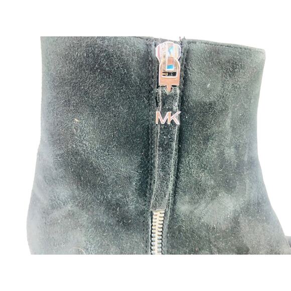 Michael Kors Womens Dawson Bootie Heeled Black Suede Leather Zip Boots 9.5 - Picture 2 of 10